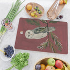 Owl on a Pine Branch Cutting Board Gallery Image 2