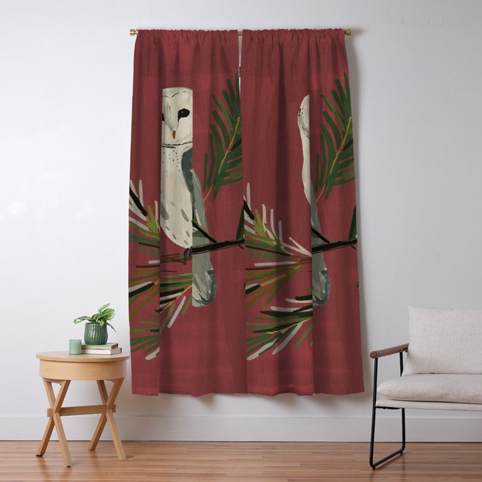 Owl on a Pine Branch Window Curtain Gallery Image 5