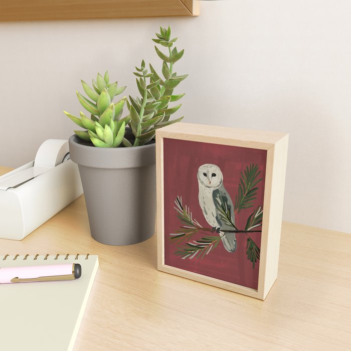Owl on a Pine Branch Mini Art Print Gallery Image 2
