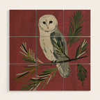 Owl on a Pine Branch Wood Wall Art Gallery Image 1
