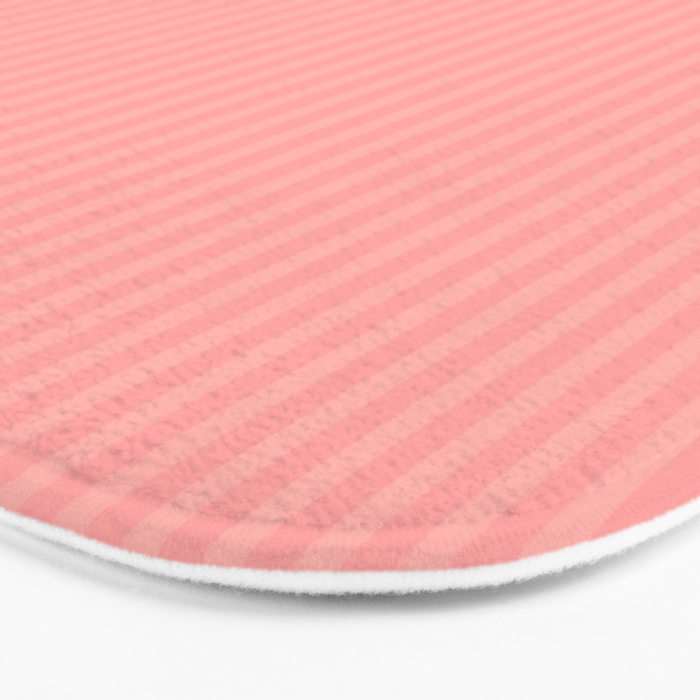 Cozy Blush Pink Ultra Fine Stripe Vertical Pattern Bath Mat Gallery Image 3