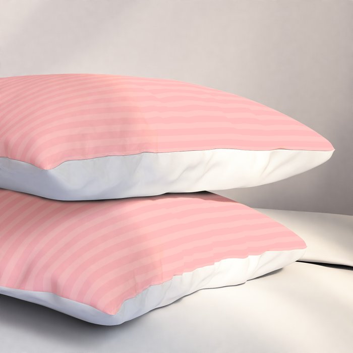Cozy Blush Pink Ultra Fine Stripe Vertical Pattern Pillow Sham Gallery Image 3