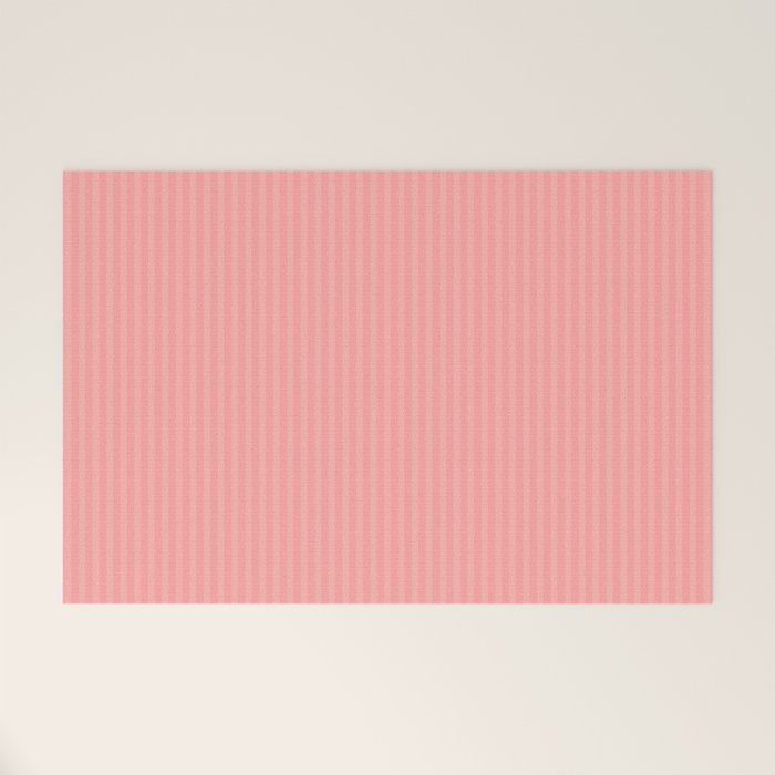 Cozy Blush Pink Ultra Fine Stripe Vertical Pattern Welcome Mat Gallery Image 1