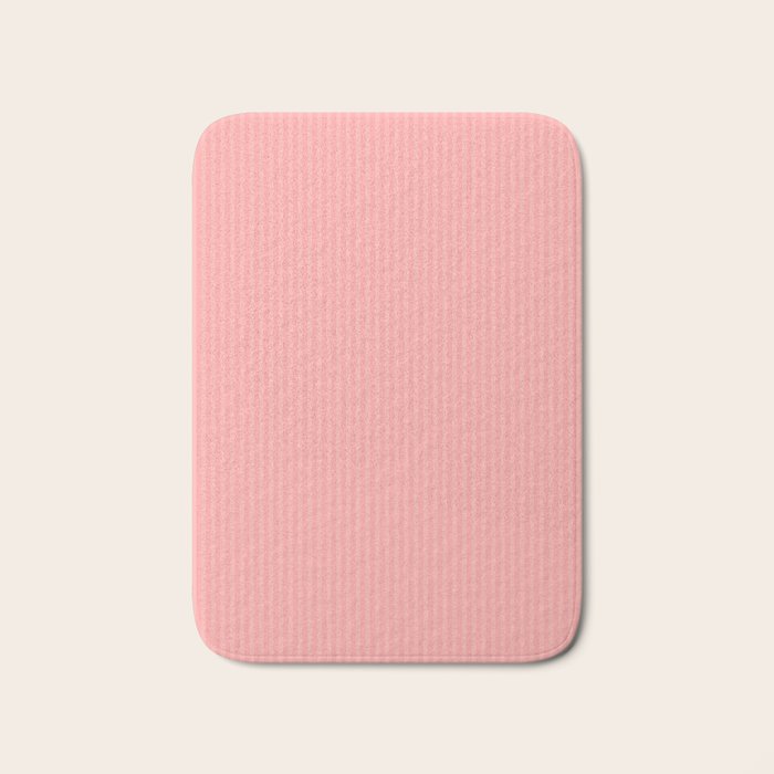 Cozy Blush Pink Ultra Fine Stripe Vertical Pattern Bath Mat Gallery Image 1