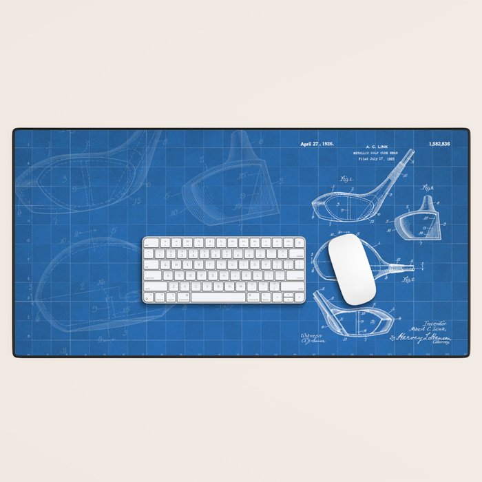 Golf Driver Patent - Golf Art - Blueprint Desk Mat Gallery Image 1