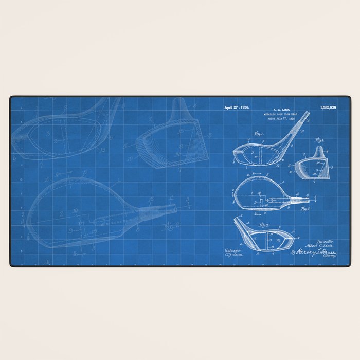 Golf Driver Patent - Golf Art - Blueprint Desk Mat Gallery Image 3