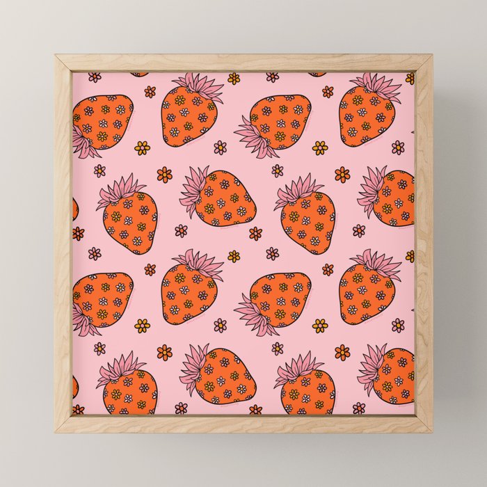 Flower Strawberry Print Mini Art Print Gallery Image 1