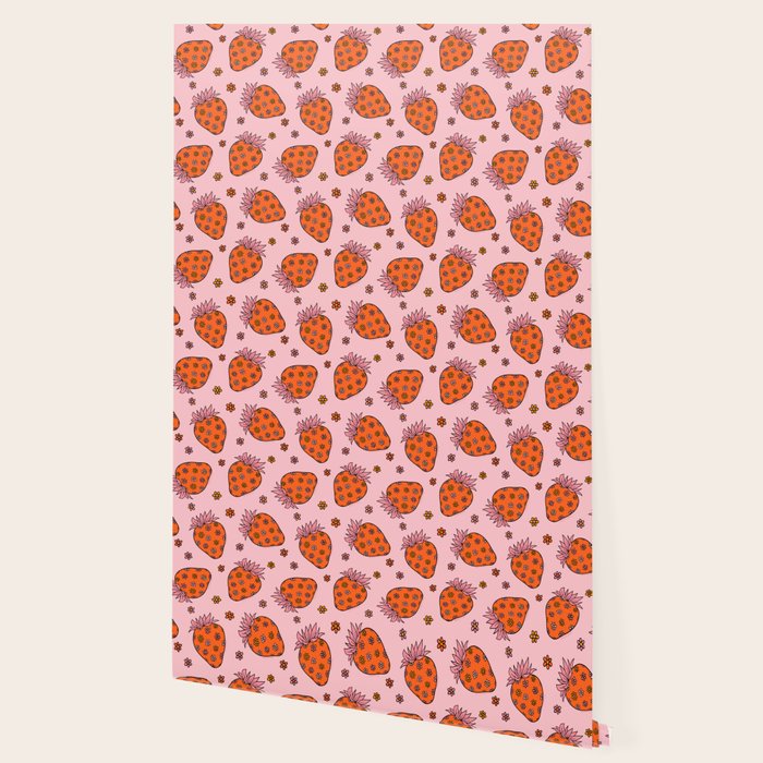 Flower Strawberry Print Wallpaper Gallery Image 2