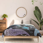 Whale Shark, Ray & Sea Creature Play Print, in Black Comforter Gallery Image 3