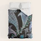 Whale Shark, Ray & Sea Creature Play Print, in Black Comforter Gallery Image 6