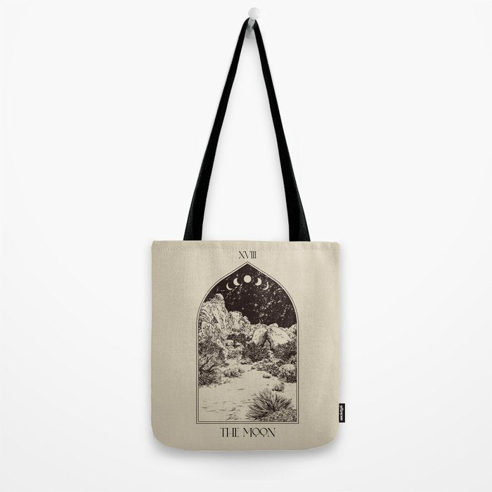 The Moon Tarot Card Poster. Mystic Landscape. Esoteric tarot. Dark moon Tote Bag Gallery Image 2