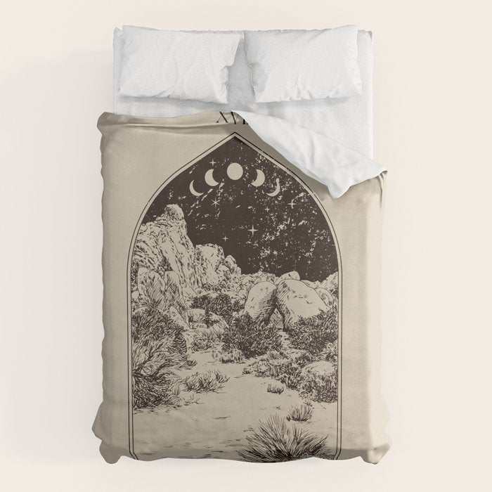 The Moon Tarot Card Poster. Mystic Landscape. Esoteric tarot. Dark moon Duvet Cover Gallery Image 1