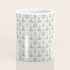Lattice Block Print Floral - Blue Green Coffee Mug Gallery Image 4