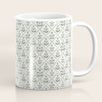 Lattice Block Print Floral - Blue Green Coffee Mug Gallery Image 1