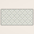 Lattice Block Print Floral - Blue Green Desk Mat Gallery Image 3
