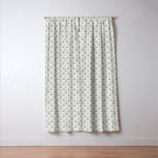 Lattice Block Print Floral - Blue Green Window Curtain Gallery Image 3