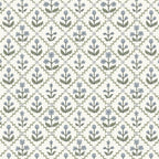 Lattice Block Print Floral - Blue Green Coffee Mug Gallery Image 2