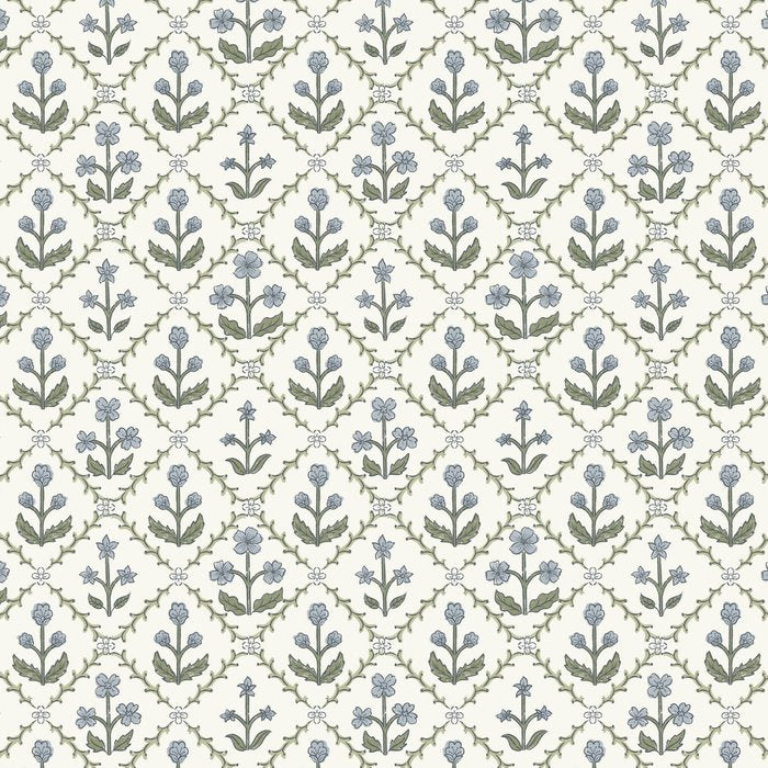 Lattice Block Print Floral - Blue Green Coffee Mug Gallery Image 2