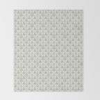 Lattice Block Print Floral - Blue Green Throw Blanket Gallery Image 2