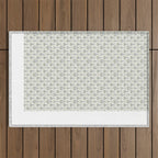 Lattice Block Print Floral - Blue Green Outdoor Rug Gallery Image 1