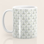 Lattice Block Print Floral - Blue Green Coffee Mug Gallery Image 3