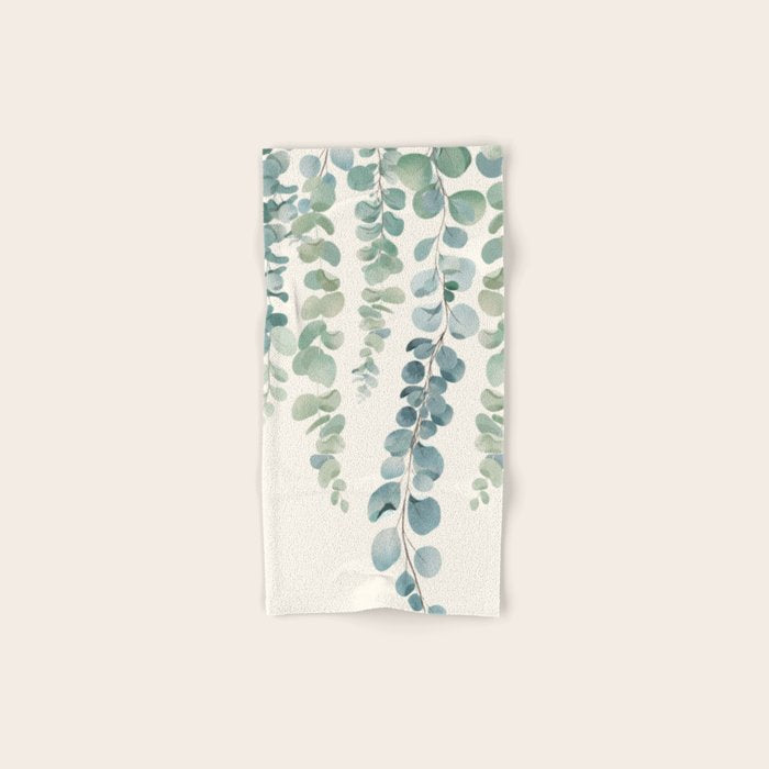 Watercolor Eucalyptus Leaves Bath Towel Gallery Image 1