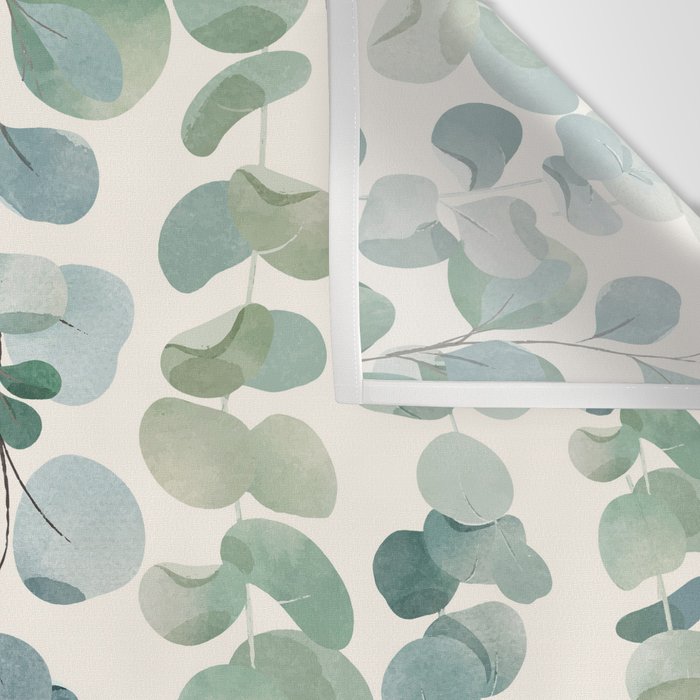 Watercolor Eucalyptus Leaves Wall Tapestry Gallery Image 3