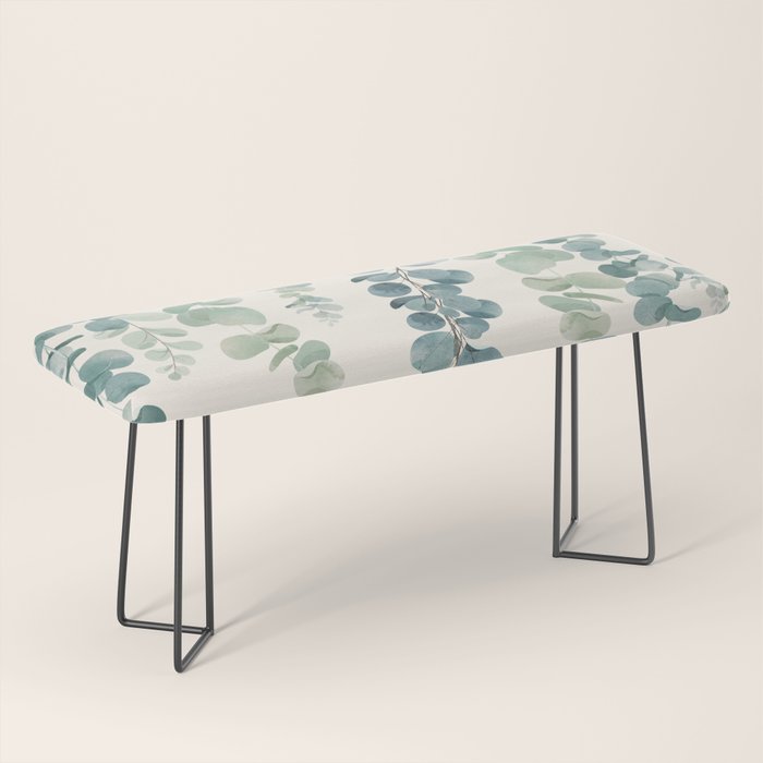 Watercolor Eucalyptus Leaves Bench Gallery Image 1