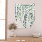 Watercolor Eucalyptus Leaves Wall Tapestry Gallery Image 2