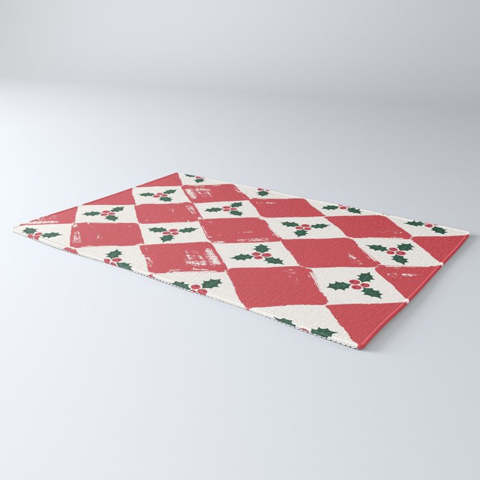 Checkered Christmas Holly Rug Gallery Image 3