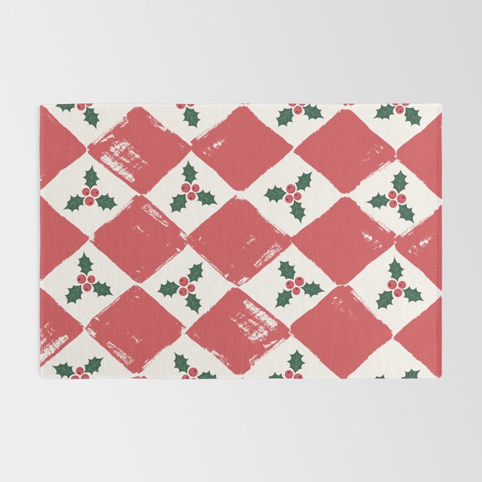 Checkered Christmas Holly Rug Gallery Image 2