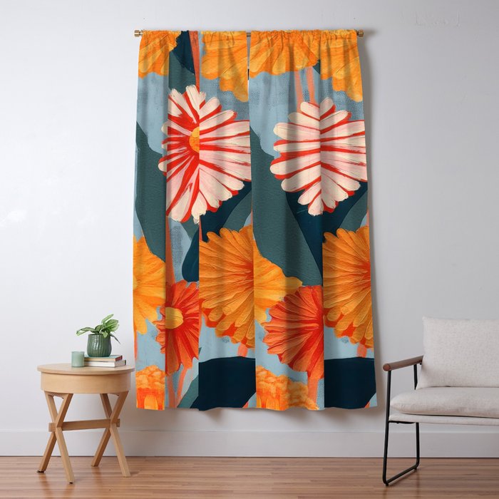 Dahlia Flower Painting Window Curtain Gallery Image 5