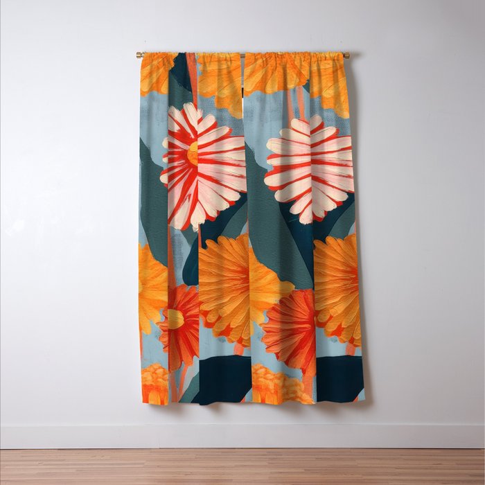Dahlia Flower Painting Window Curtain Gallery Image 3
