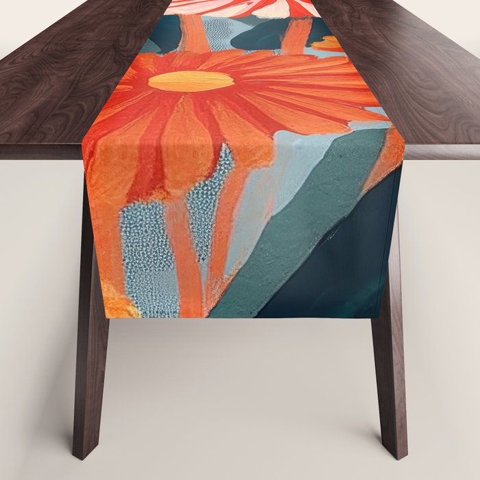 Dahlia Flower Painting Table Runner Gallery Image 1