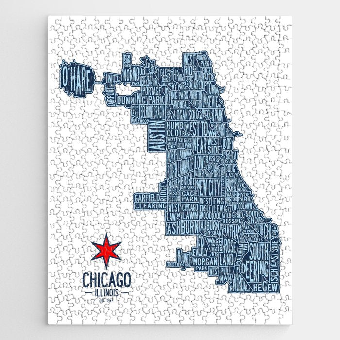 Chicago Neighborhood Map Jigsaw Puzzle Gallery Image 1