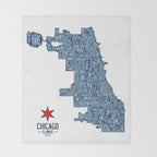 Chicago Neighborhood Map Throw Blanket Gallery Image 2