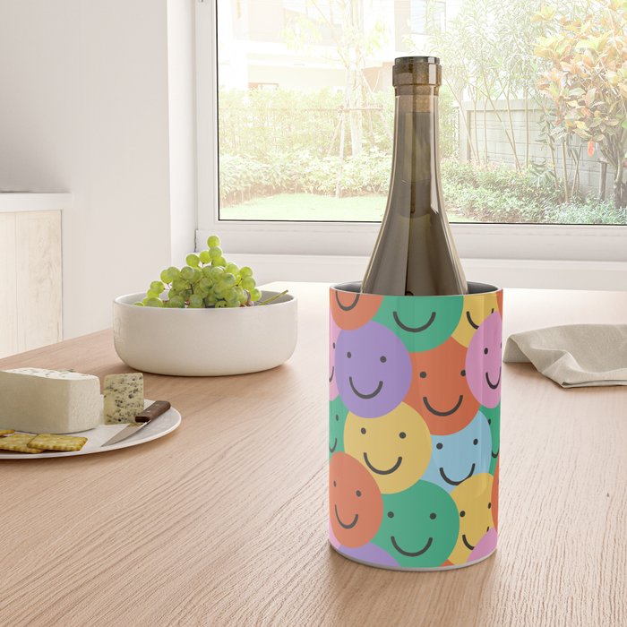 Colorful happy smiling face pattern Wine Chiller Gallery Image 4