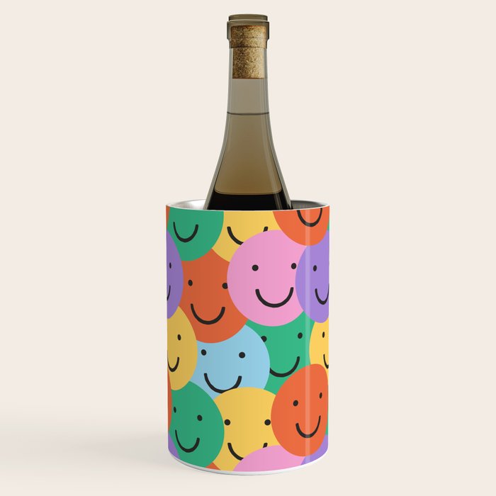 Colorful happy smiling face pattern Wine Chiller Gallery Image 2