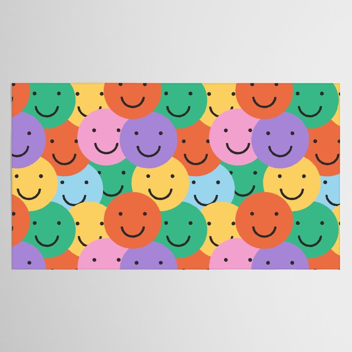 Colorful happy smiling face pattern Tablecloth Gallery Image 2