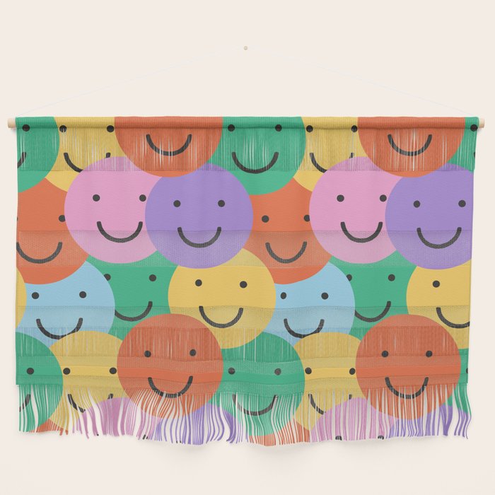 Colorful happy smiling face pattern Wall Hanging Gallery Image 1