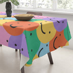 Colorful happy smiling face pattern Tablecloth Gallery Image 3