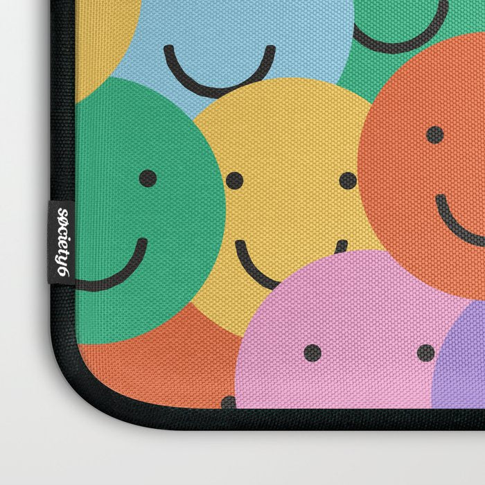 Colorful happy smiling face pattern Laptop Sleeve Gallery Image 3