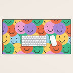 Colorful happy smiling face pattern Desk Mat Gallery Image 1