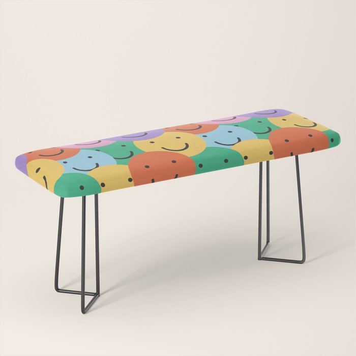 Colorful happy smiling face pattern Bench Gallery Image 1