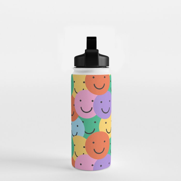Colorful happy smiling face pattern Water Bottle Gallery Image 2