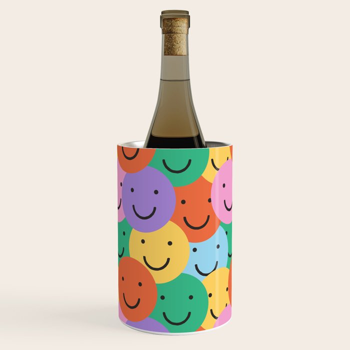 Colorful happy smiling face pattern Wine Chiller Gallery Image 1