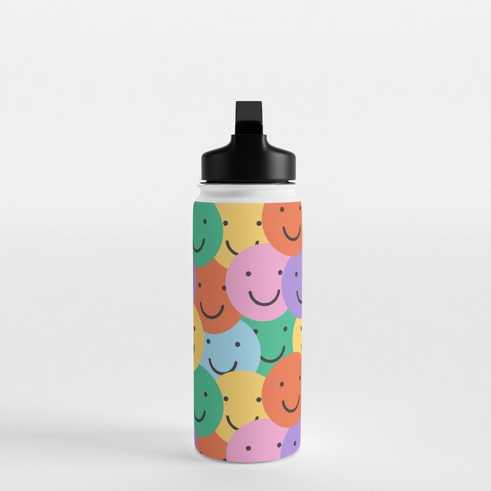 Colorful happy smiling face pattern Water Bottle Gallery Image 3