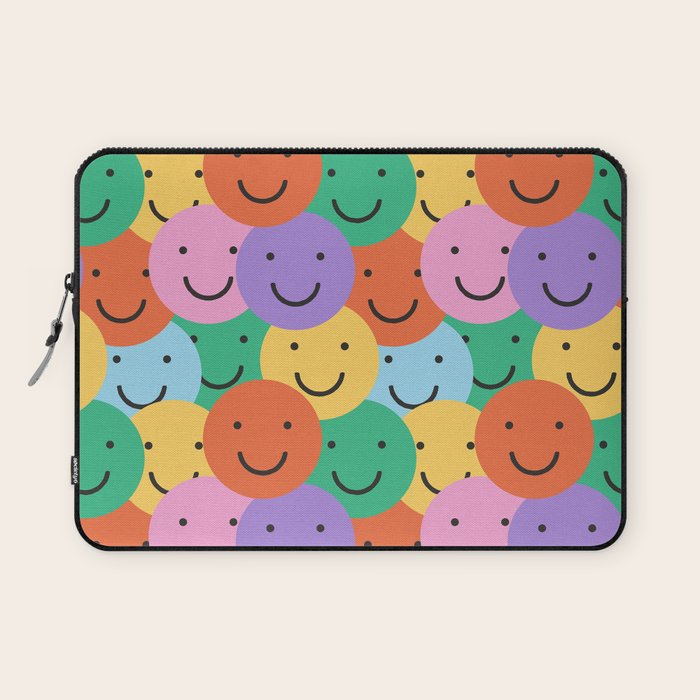 Colorful happy smiling face pattern Laptop Sleeve Gallery Image 1