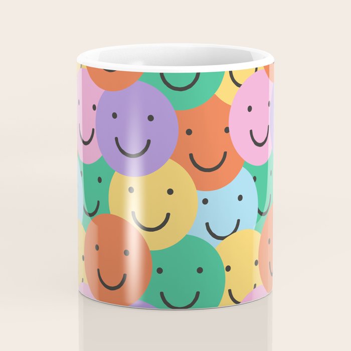 Colorful happy smiling face pattern Coffee Mug Gallery Image 4