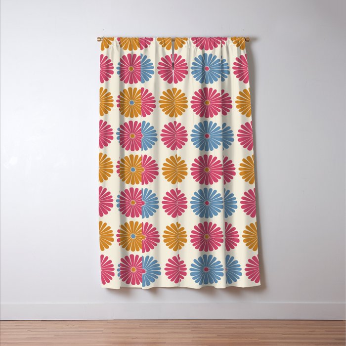 Retro Summer Daisies V Window Curtain Gallery Image 3